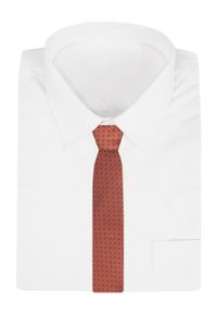 Krawat Męski - Angelo di Monti - Pomarańcz w Groszki. Materiał: tkanina. Wzór: grochy. Styl: elegancki, wizytowy