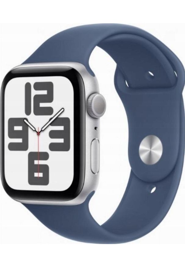 APPLE - Smartwatch Apple Watch SE GPS 44mm Silver Alu Sport S/M Granatowy (MXEQ3ET/A). Rodzaj zegarka: smartwatch. Kolor: niebieski. Styl: sportowy