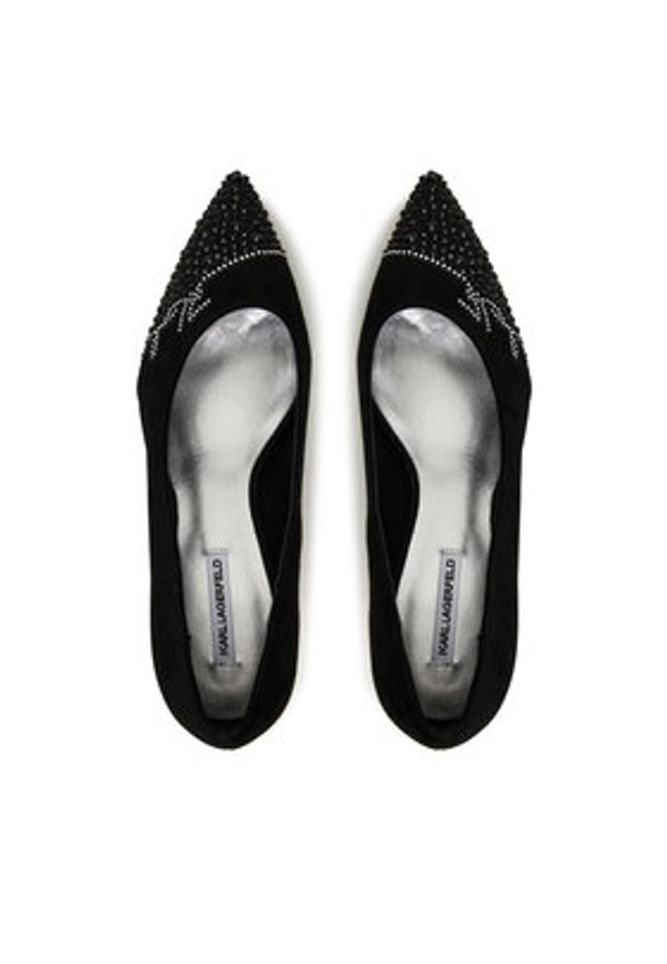 Karl Lagerfeld - KARL LAGERFELD Czółenka Sienna Signature Pump KL32712 Czarny. Kolor: czarny. Materiał: skóra, zamsz