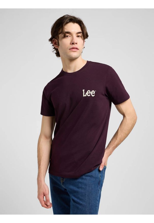 Lee - MESKA KOSZULKA LEE MEDIUM WOBBLY LEE TEE DEEP WINE 112370506