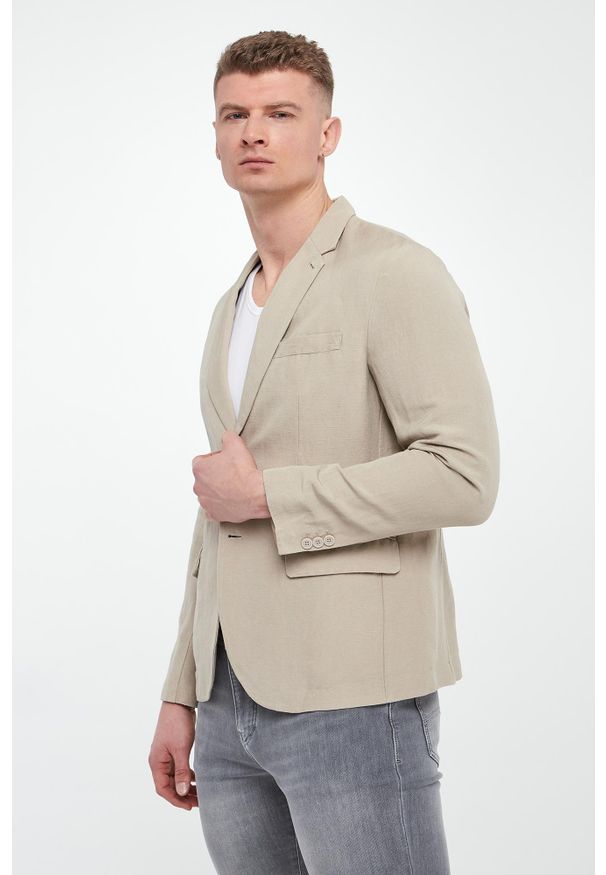 Armani Exchange - Marynarka męska jednorzędowa lniana ARMANI EXCHANGE. Materiał: len