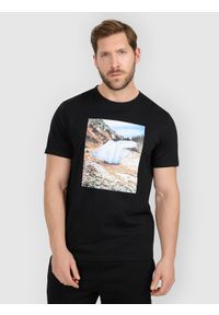 4f - 4F T-shirt regular z nadrukiem męski - czarny L. Okazja: na co dzień. Kolor: czarny. Materiał: materiał, dzianina, bawełna. Wzór: nadruk. Styl: casual #1