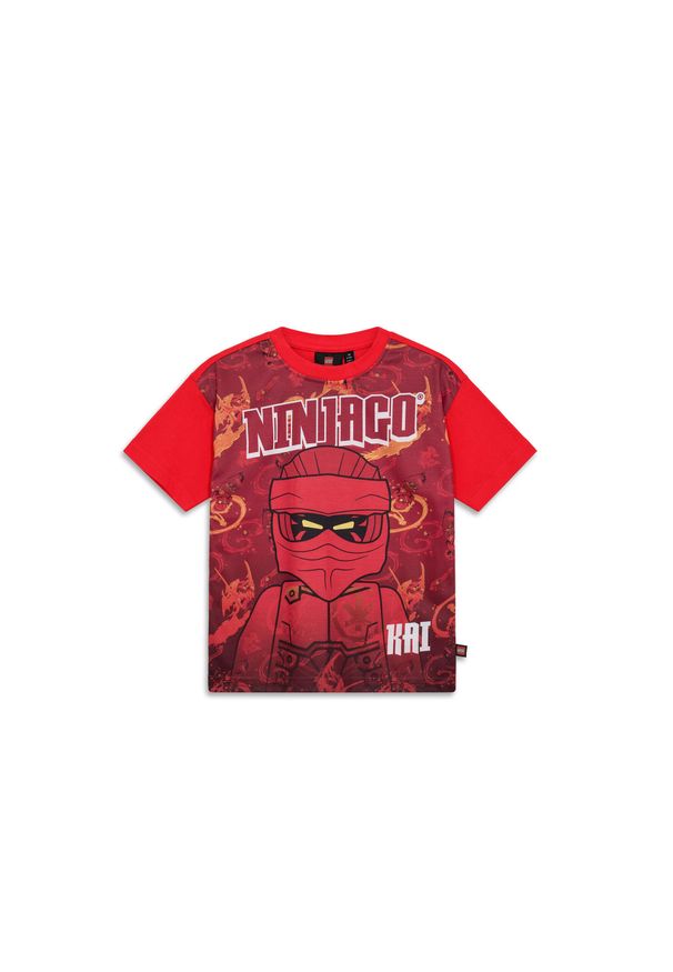 Koszulka Dziecięca Bio Bawełna LEGO Ninjago Taffy 118 Czerwona. Kolor: czerwony. Materiał: bawełna. Długość rękawa: krótki rękaw. Długość: krótkie. Wzór: kolorowy, nadruk. Sezon: lato