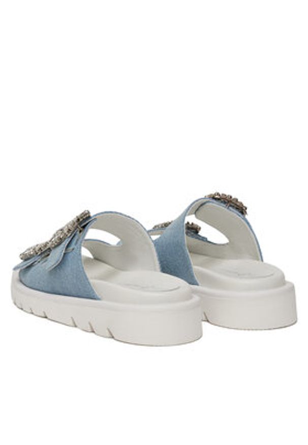 Eva Minge Klapki LILY-VII75-06-1 Niebieski. Kolor: niebieski. Materiał: materiał