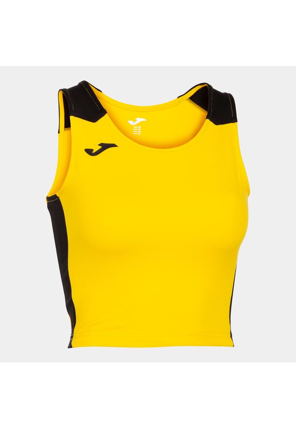 Tank top do biegania damski Joma Record II Crop top. Kolor: wielokolorowy, żółty, czarny. Sport: bieganie