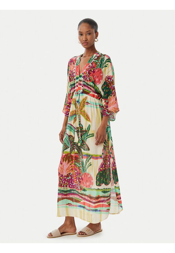 LOLA CASADEMUNT Sukienka letnia LS2616024 Kolorowy Relaxed Fit. Materiał: wiskoza. Wzór: kolorowy. Sezon: lato