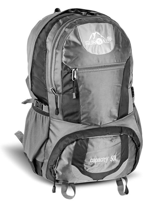 ZSPORT - Backpack Sur5al Yukon 50L Gray - Idealny dla spacerowiczów. Kolor: wielokolorowy. Materiał: poliester. Wzór: paski