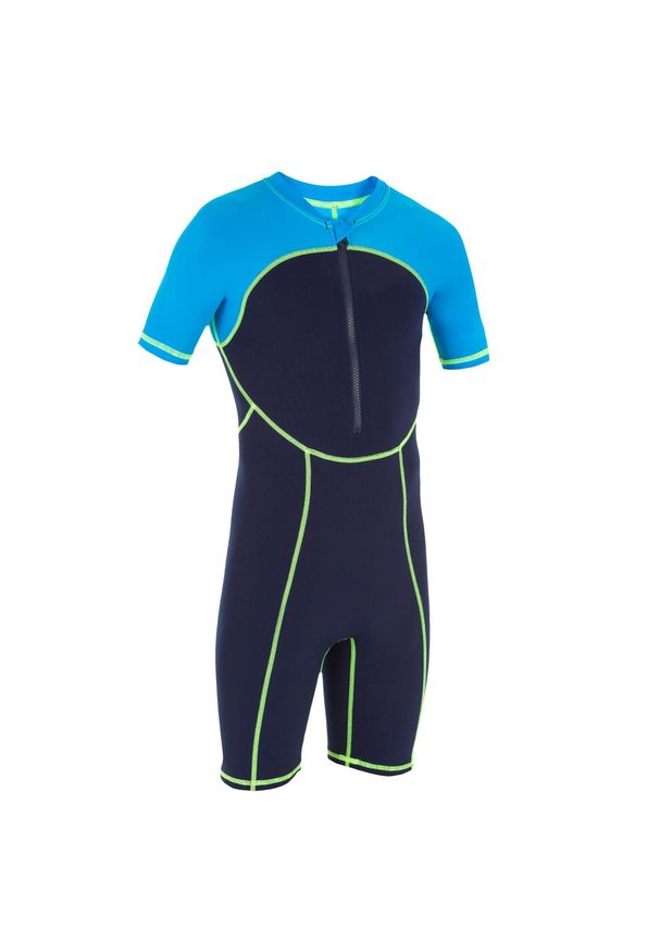 NABAIJI - Krótki kombinezon pływacki dla dzieci Nabaiji Swim 100. Kolor: niebieski. Materiał: poliester, materiał. Długość: krótkie