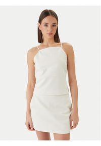 Calvin Klein Jeans Top Ponte LV044F206G Beżowy Slim Fit. Kolor: beżowy. Materiał: syntetyk #1