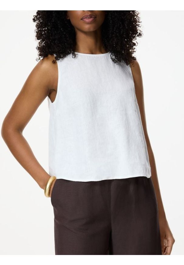 Reserved - Lniana bluzka - złamana biel. Materiał: len