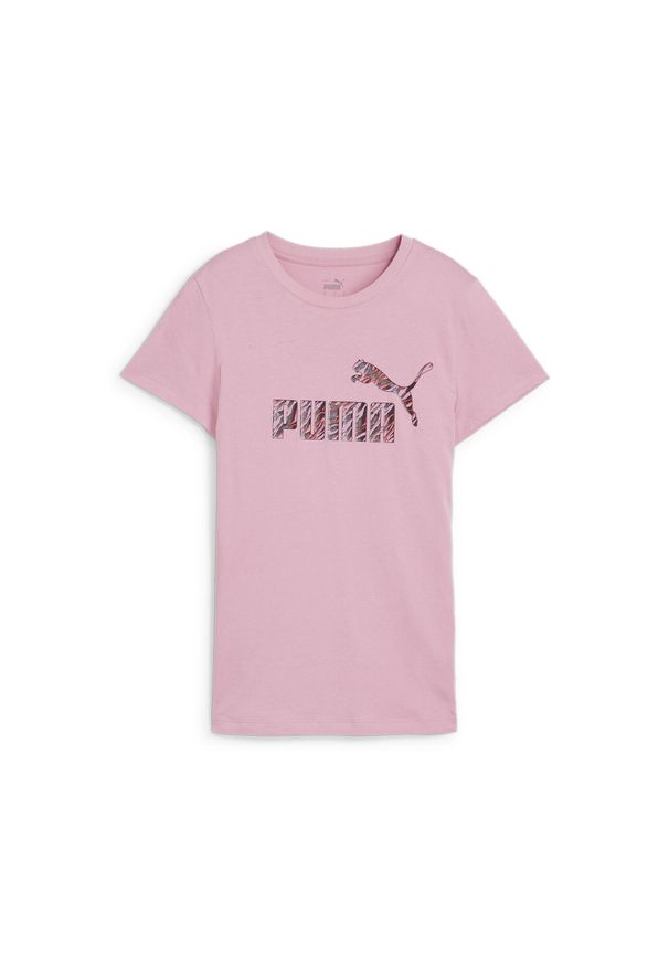 Puma - Damska koszulka ESS+ ANIMAL PUMA Mauved Out Pink. Kolor: różowy. Materiał: jersey. Wzór: motyw zwierzęcy