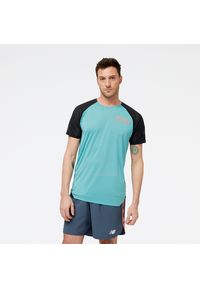Koszulka męska New Balance MT31241FAD – niebieska. Kolor: niebieski. Materiał: materiał, poliester. Długość rękawa: krótki rękaw. Długość: krótkie. Sport: fitness #1