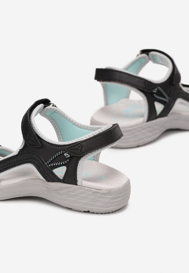 Born2be - Czarne Sandały Sportowe z Wkładką ze Skóry Naturalnej Morgadah. Zapięcie: rzepy. Kolor: czarny. Materiał: skóra, dresówka, materiał. Styl: sportowy