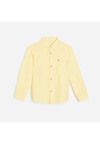 Reserved - Bawełniana koszula z lnem - Żółty. Kolor: żółty. Materiał: bawełna, len #1