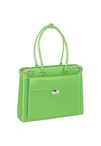 MCKLEIN - Skórzana torba damska na laptopa 15,4" zielona Mcklein Winnetka 94831. Kolor: zielony. Materiał: skórzane. Styl: elegancki, biznesowy. Rodzaj torebki: na ramię #1
