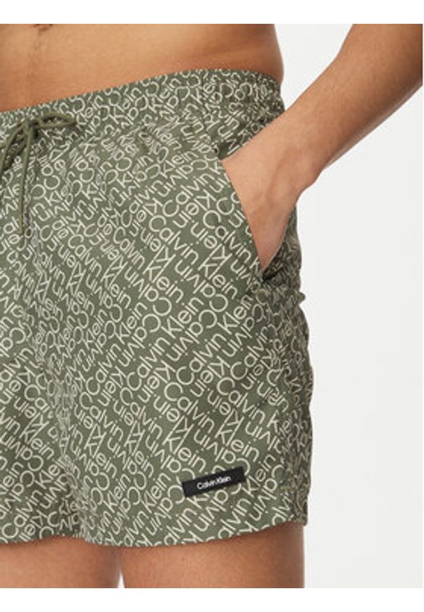 Calvin Klein Swimwear Szorty kąpielowe KM0KM01120 Zielony Regular Fit. Kolor: zielony. Materiał: syntetyk