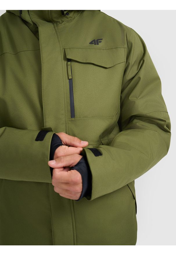 4f - 4F Kurtka narciarska membrana 10000 męska - khaki 3XL. Kolor: oliwkowy, wielokolorowy, brązowy. Materiał: poliester, materiał. Sezon: zima. Styl: klasyczny