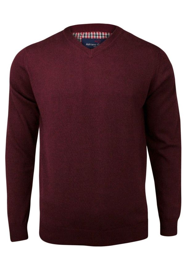 Czerwony sweter Adriano Guinari z dekoltem w serek, do pracy, elegancki