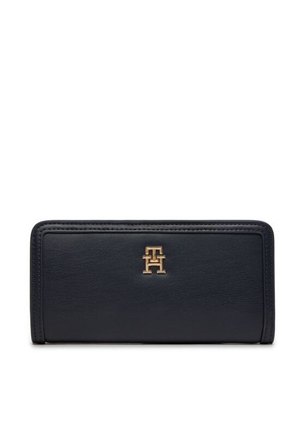 TOMMY HILFIGER - Tommy Hilfiger Duży Portfel Damski Th Monotype Large Slim Wallet AW0AW16210 Granatowy. Kolor: niebieski. Materiał: skóra