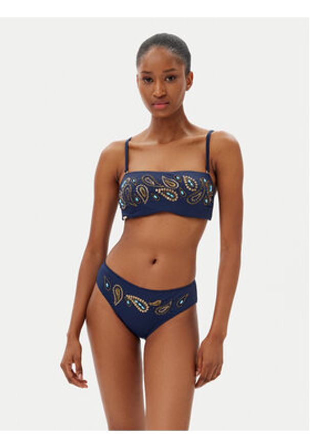 SELMARK - Selmark Dół od bikini BN202 Granatowy. Kolor: niebieski. Materiał: syntetyk