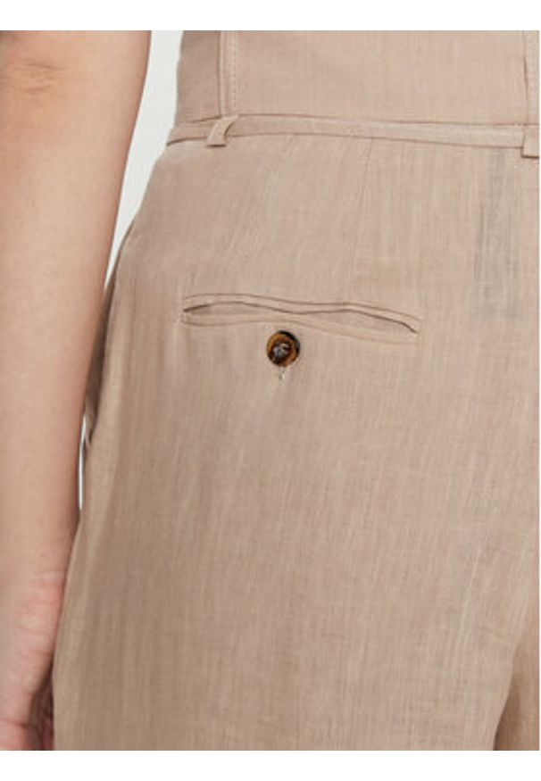 Marella Spodnie materiałowe Ilsa 2413131194 Beżowy Relaxed Fit. Kolor: beżowy. Materiał: len