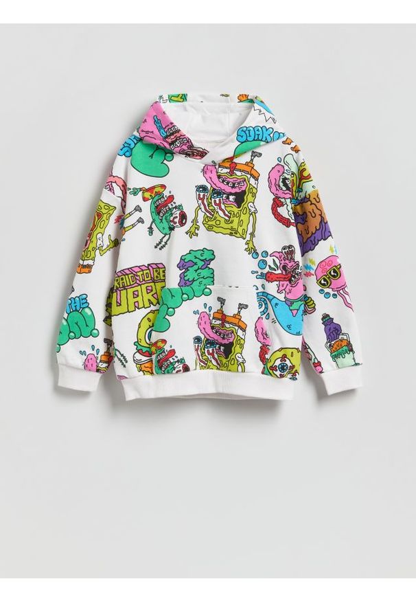 Reserved - Bluza SpongeBob - biały. Kolor: biały. Materiał: dzianina, bawełna