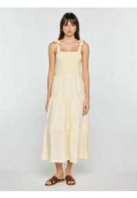 Big-Star - Sukienka damska midi na ramiączkach w drobne paseczki jasnożółta Gopisi 200. Kolor: żółty. Materiał: bawełna, tkanina. Długość rękawa: na ramiączkach. Długość: midi #3