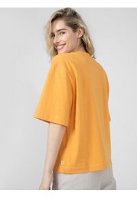 outhorn - T-shirt z nadrukiem damski - żółty. Okazja: na co dzień. Kolor: żółty. Materiał: dzianina, bawełna. Wzór: nadruk. Styl: casual #3