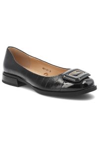 Czarne Baleriny S.Barski Eleganckie Obuwie Damskie. Okazja: do pracy, na spotkanie biznesowe. Zapięcie: klamry. Kolor: czarny. Materiał: lakier, materiał, skóra. Obcas: na obcasie. Styl: elegancki. Wysokość obcasa: średni