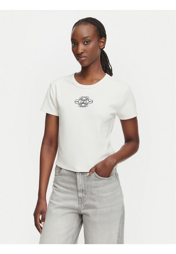 Hugo - HUGO T-Shirt Delanor_4 50570857 Biały Cropp Fit. Kolor: biały. Materiał: bawełna