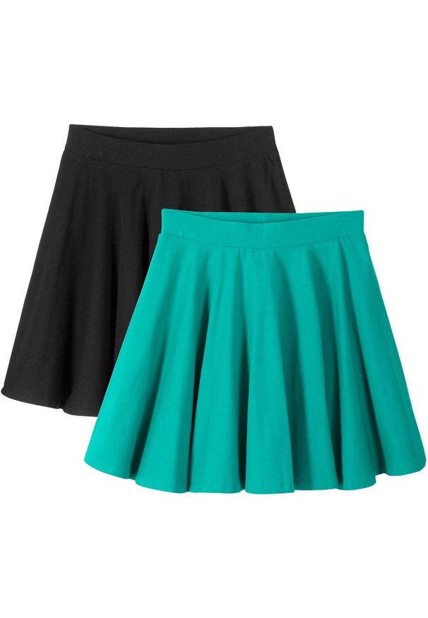 bonprix - Spódnica z dżerseju z bawełny organicznej (2 szt.). Kolor: zielony. Materiał: jersey, bawełna. Sezon: lato