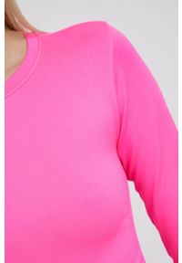 DKNY - Dkny Longsleeve damski kolor różowy. Kolor: różowy. Materiał: dzianina. Długość rękawa: długi rękaw