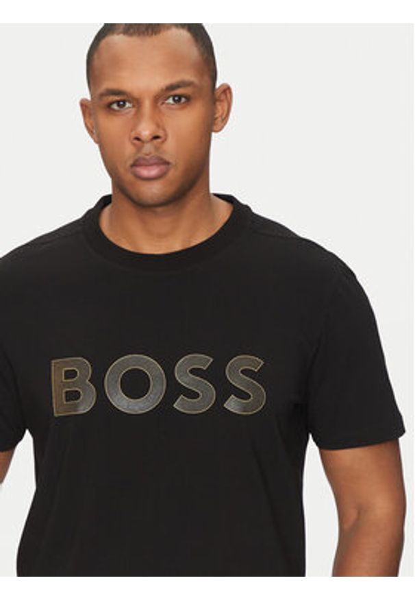 BOSS T-Shirt TL Logo 50535170 Czarny Regular Fit. Kolor: czarny. Materiał: bawełna