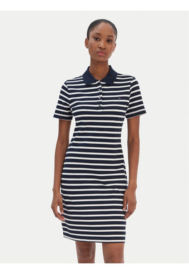 TOMMY HILFIGER - Tommy Hilfiger Sukienka codzienna 1985 WW0WW43228 Granatowy Slim Fit. Okazja: na co dzień. Kolor: niebieski. Materiał: bawełna. Typ sukienki: proste. Styl: casual