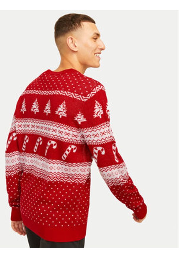 Jack & Jones - Jack&Jones Sweter Xmas Gabriel 12266118 Czerwony Regular Fit. Kolor: czerwony. Materiał: syntetyk