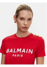 Balmain T-Shirt BF1EF005BB02 Czerwony Regular Fit. Kolor: czerwony. Materiał: bawełna