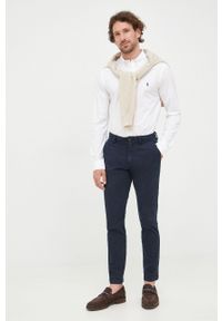 Trussardi Jeans - Trussardi sweter wełniany męski kolor beżowy lekki. Kolor: beżowy. Materiał: wełna. Długość rękawa: długi rękaw. Długość: długie #4
