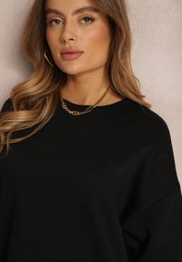 Renee - Czarna Bluza Oversize z Polarem Hosarran. Kolor: czarny. Materiał: polar. Długość rękawa: długi rękaw. Długość: długie. Wzór: gładki, jednolity. Styl: sportowy, klasyczny #5