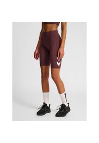 Damskie szorty z wysokim stanem z logo Hummel Pulse. Stan: podwyższony. Kolor: wielokolorowy, czerwony, różowy. Sport: fitness #1