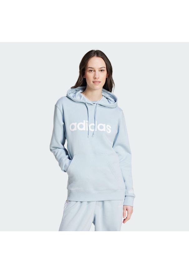 Adidas - Bluza z kapturem Essentials Linear. Typ kołnierza: kaptur. Kolor: niebieski. Sport: fitness
