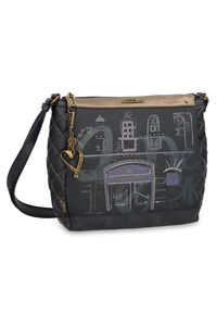 Granatowa Torebka Anekke Modna Damska Listonoszka. Kolor: niebieski. Wzór: haft, aplikacja. Dodatki: z haftem, z breloczkiem, z aplikacjami. Materiał: zdobione. Styl: casual #7