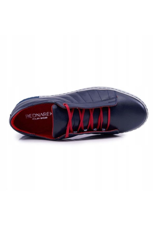 Bednarek Polish Shoes Półbuty Męskie Bednarek Skórzane Sportowe Bez Oczek Granatowe Geos. Kolor: niebieski. Materiał: skóra. Obcas: na płaskiej podeszwie. Styl: sportowy