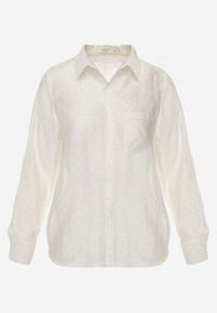 Born2be - Jasnobeżowa Transparentna Koszula Ozdobiona Cyrkoniami Clymadia. Okazja: na co dzień. Kolor: beżowy. Materiał: jeans. Wzór: aplikacja. Styl: casual, klasyczny #6