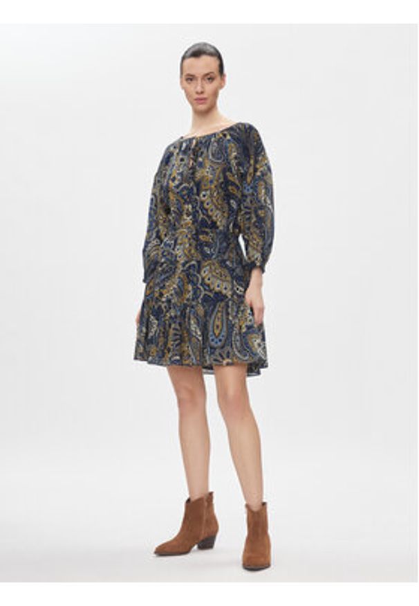 Lauren Ralph Lauren Sukienka codzienna 250926408001 Granatowy Regular Fit. Okazja: na co dzień. Kolor: niebieski. Materiał: bawełna. Typ sukienki: proste. Styl: casual