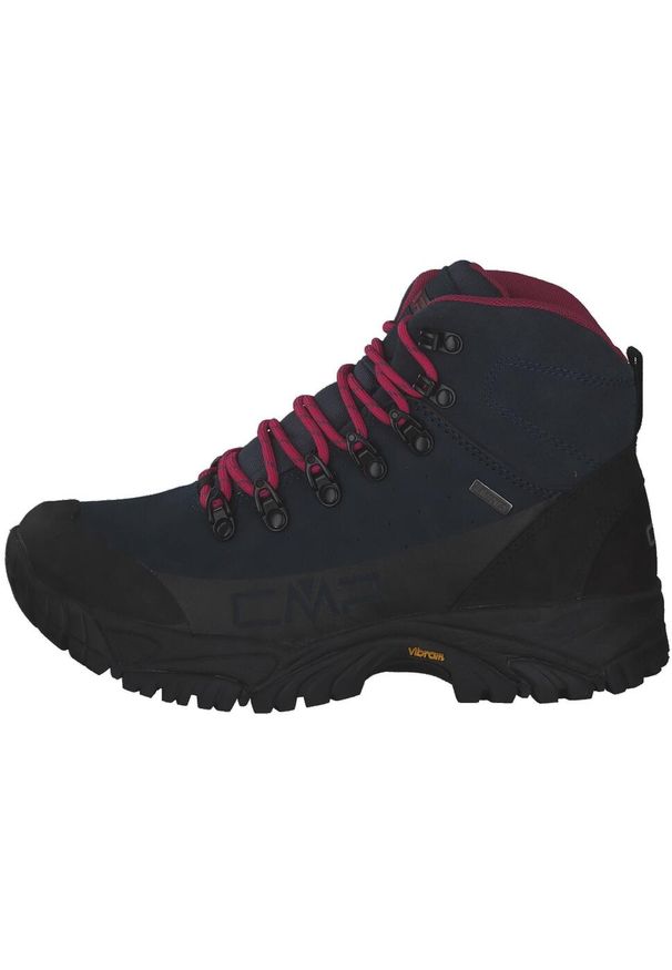 Buty trekkingowe damskie CMP Dhenieb granatowe. Wysokość cholewki: za kostkę. Zapięcie: sznurówki. Kolor: niebieski, czarny, wielokolorowy. Materiał: skóra, materiał, syntetyk, guma, zamsz. Szerokość cholewki: normalna. Styl: sportowy