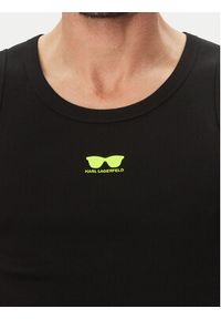 Karl Lagerfeld - KARL LAGERFELD Tank top 755401 552238 Czarny Slim Fit. Typ kołnierza: dekolt w karo. Kolor: czarny. Materiał: bawełna #5