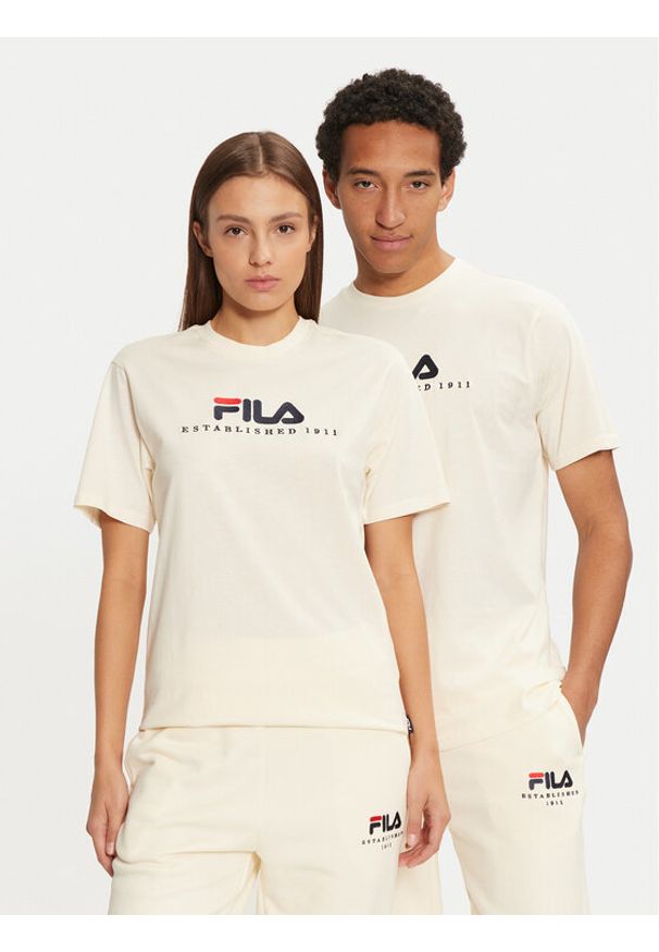 Fila T-Shirt Unisex Bedburg FAU0147 Écru Regular Fit. Materiał: bawełna