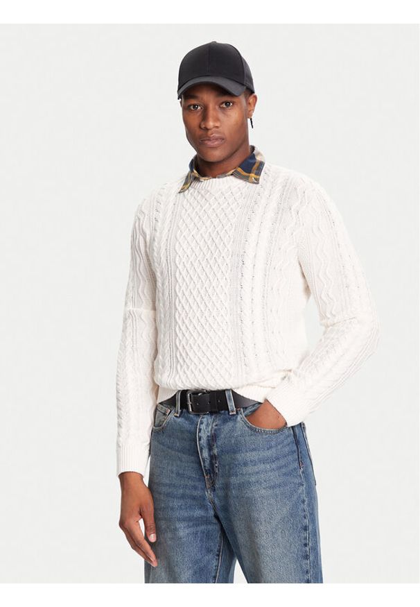Tommy Jeans Sweter DM0DM22101 Biały Regular Fit. Kolor: biały. Materiał: bawełna