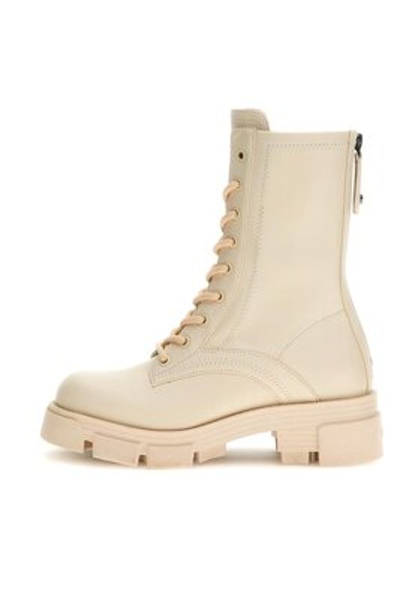 Guess Botki Madaya FL7MDY ELE10 Écru. Materiał: skóra