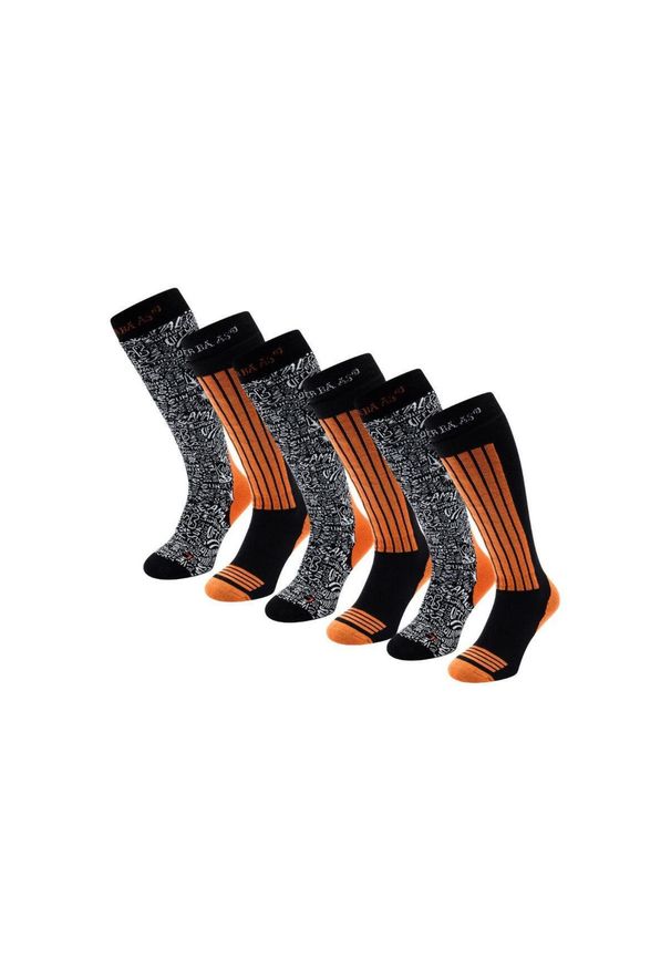 POEDERBAAS - Skarpety narciarskie - Unisex - 6 par - Pomarańczowe. Kolor: pomarańczowy. Materiał: wełna. Sport: narciarstwo